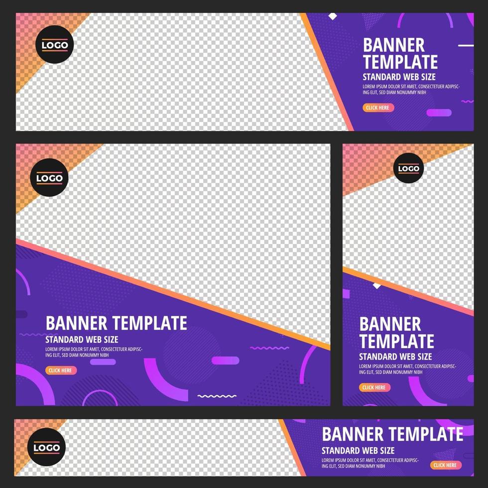 conjunto de banners web estándar con coloridos diseños geométricos abstractos vector