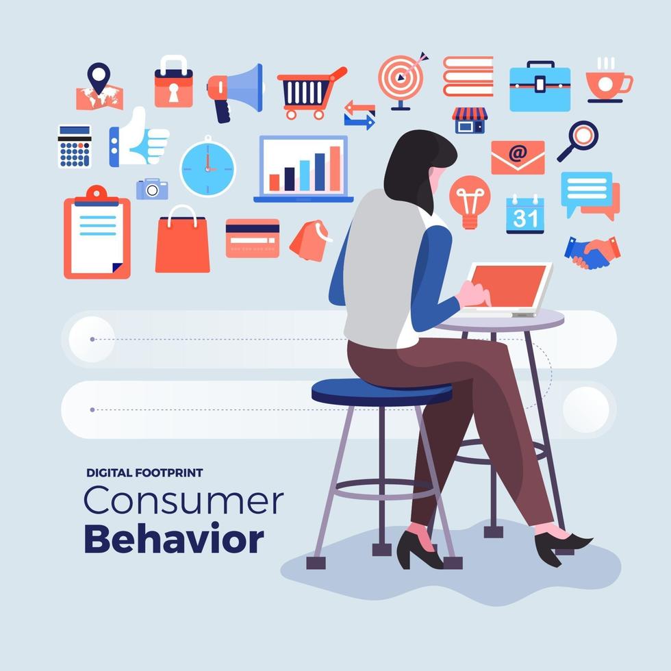 Consumer behavior analysis icons vector