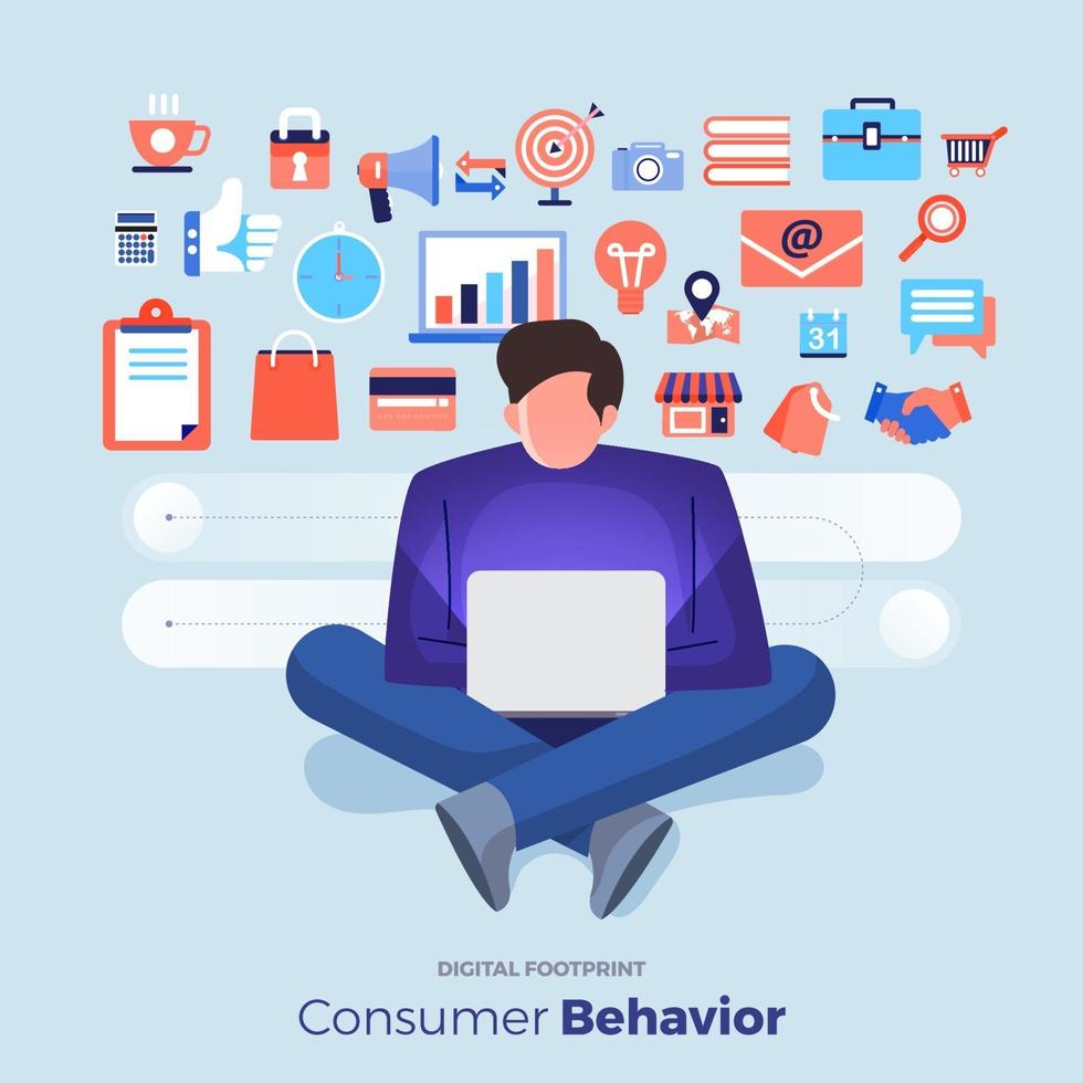 Consumer behavior analysis icons vector