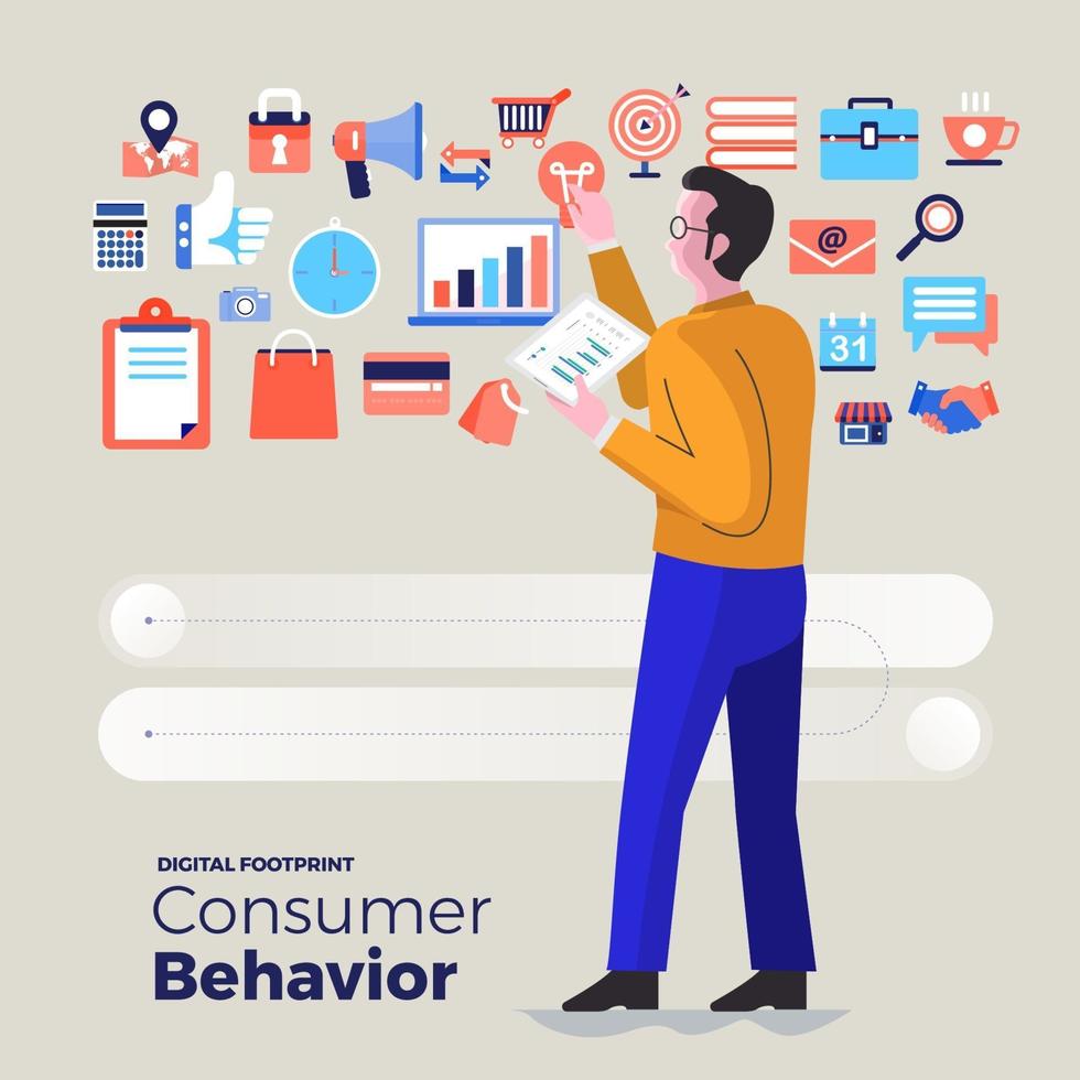 Consumer behavior analysis icons vector