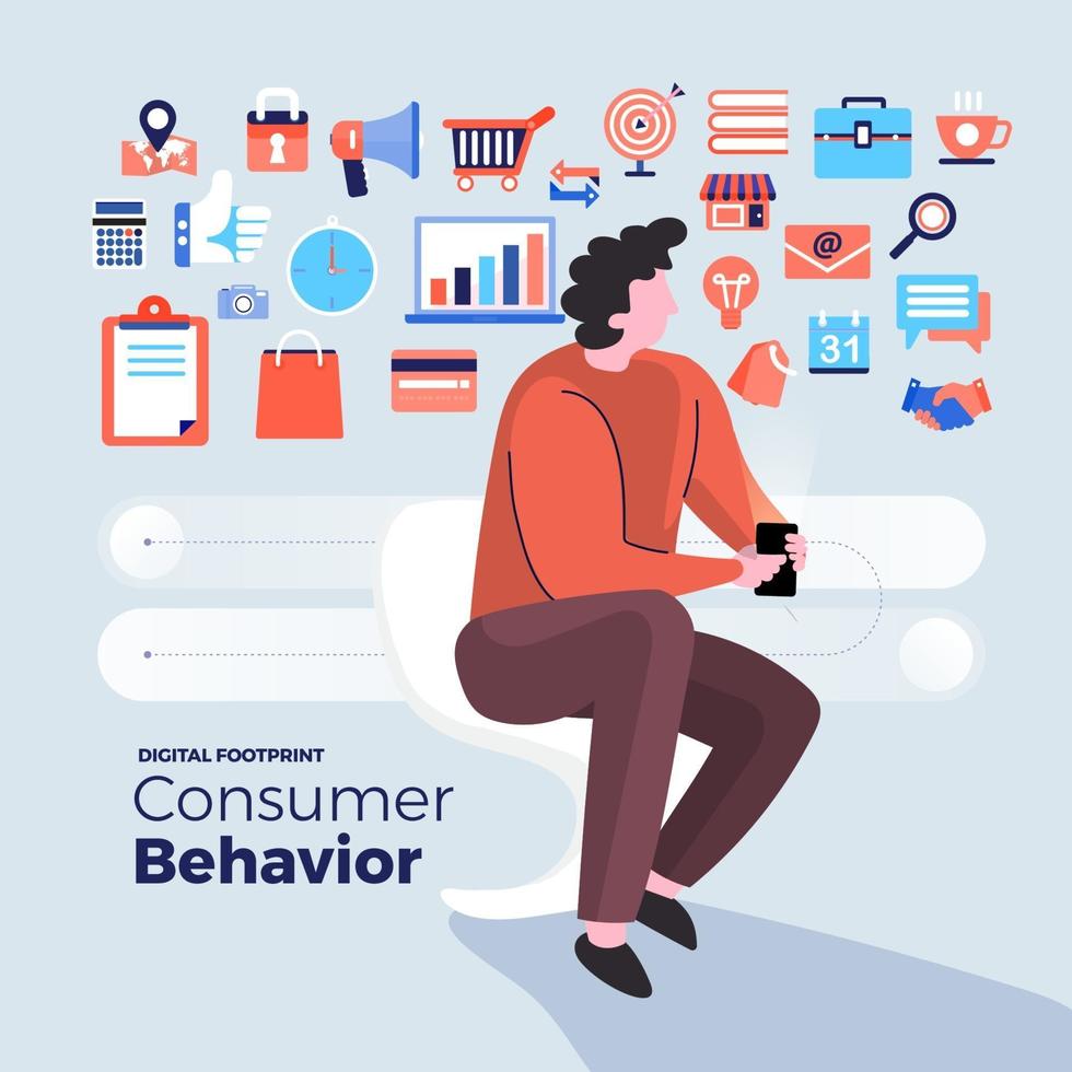 Consumer behavior analysis icons vector