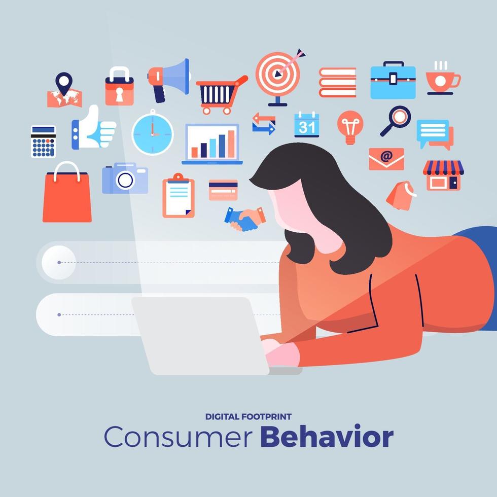 Consumer behavior analysis icons vector