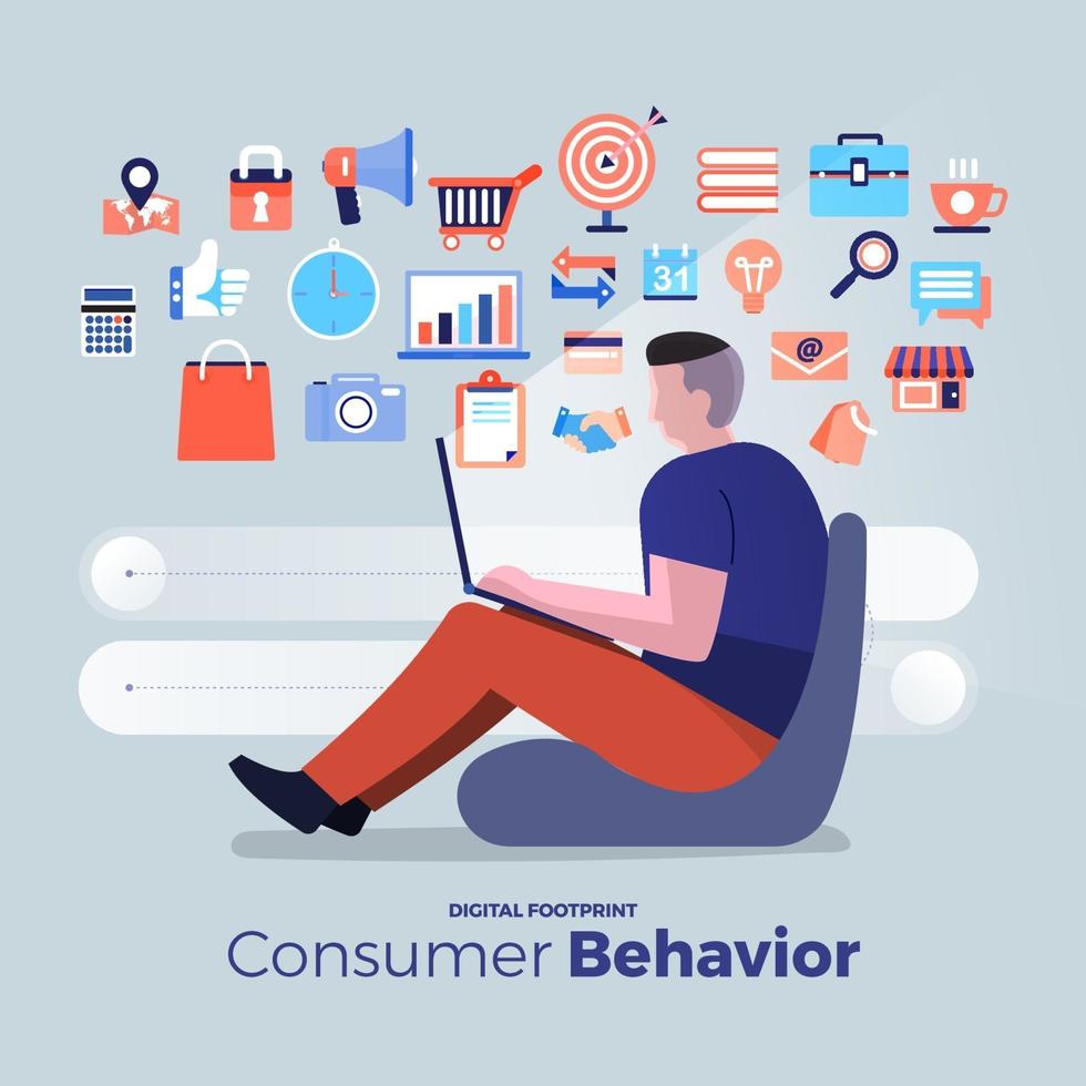 Consumer behavior analysis icons vector