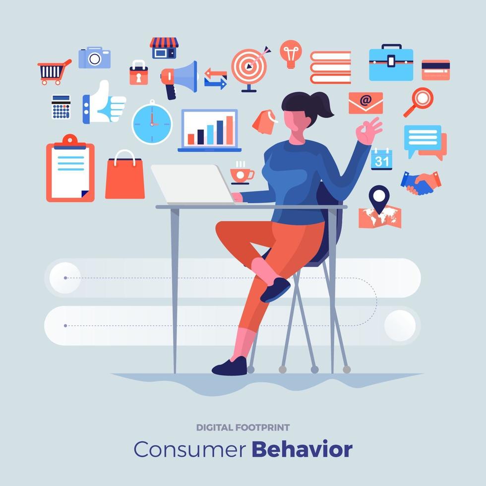 Consumer behavior analysis icons vector