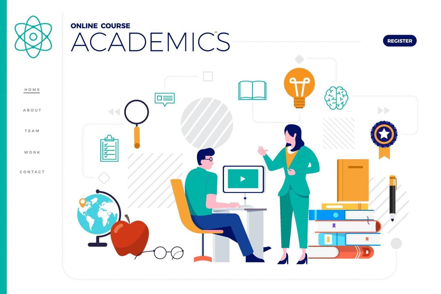 Online education landing page vector