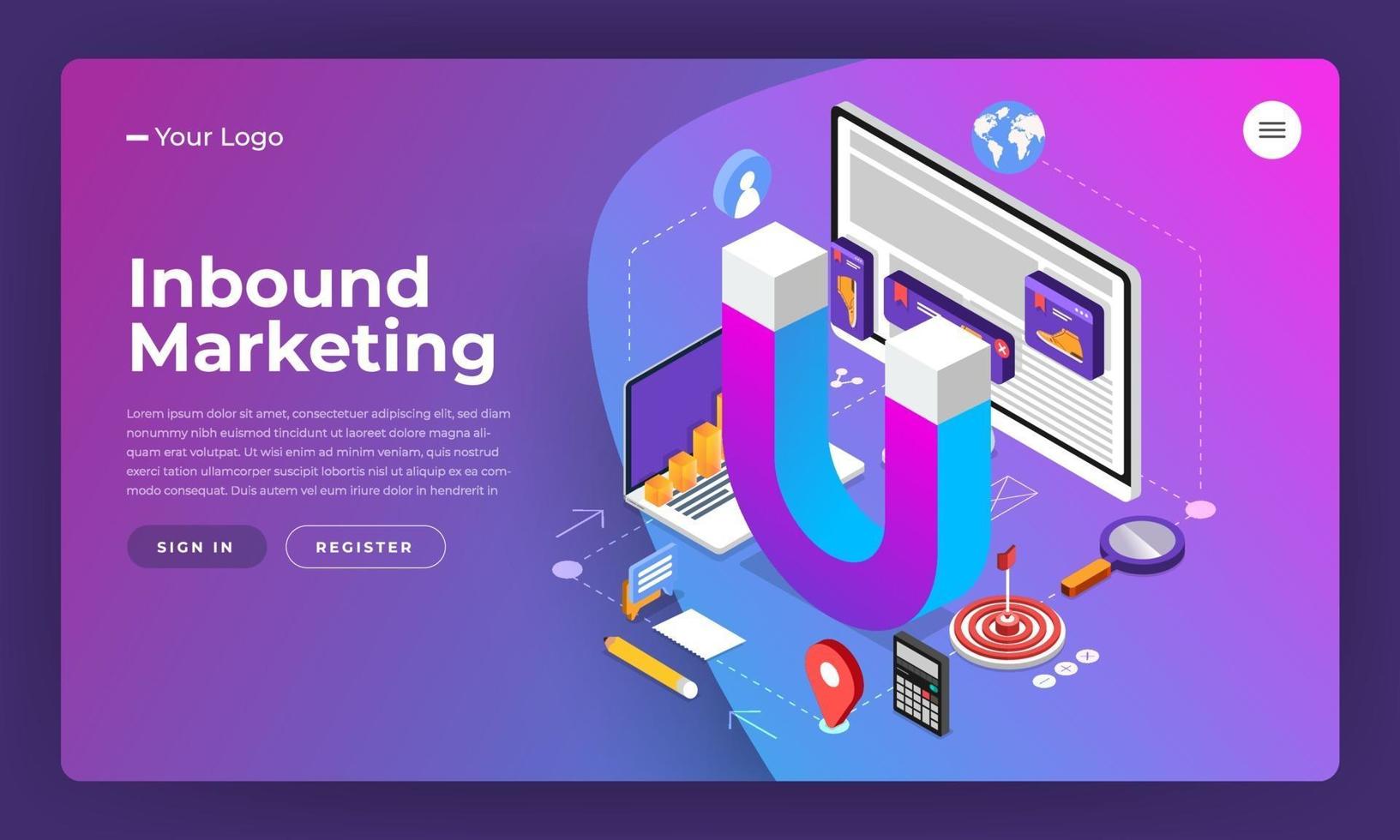 Inbound Marketing Design Elements vector