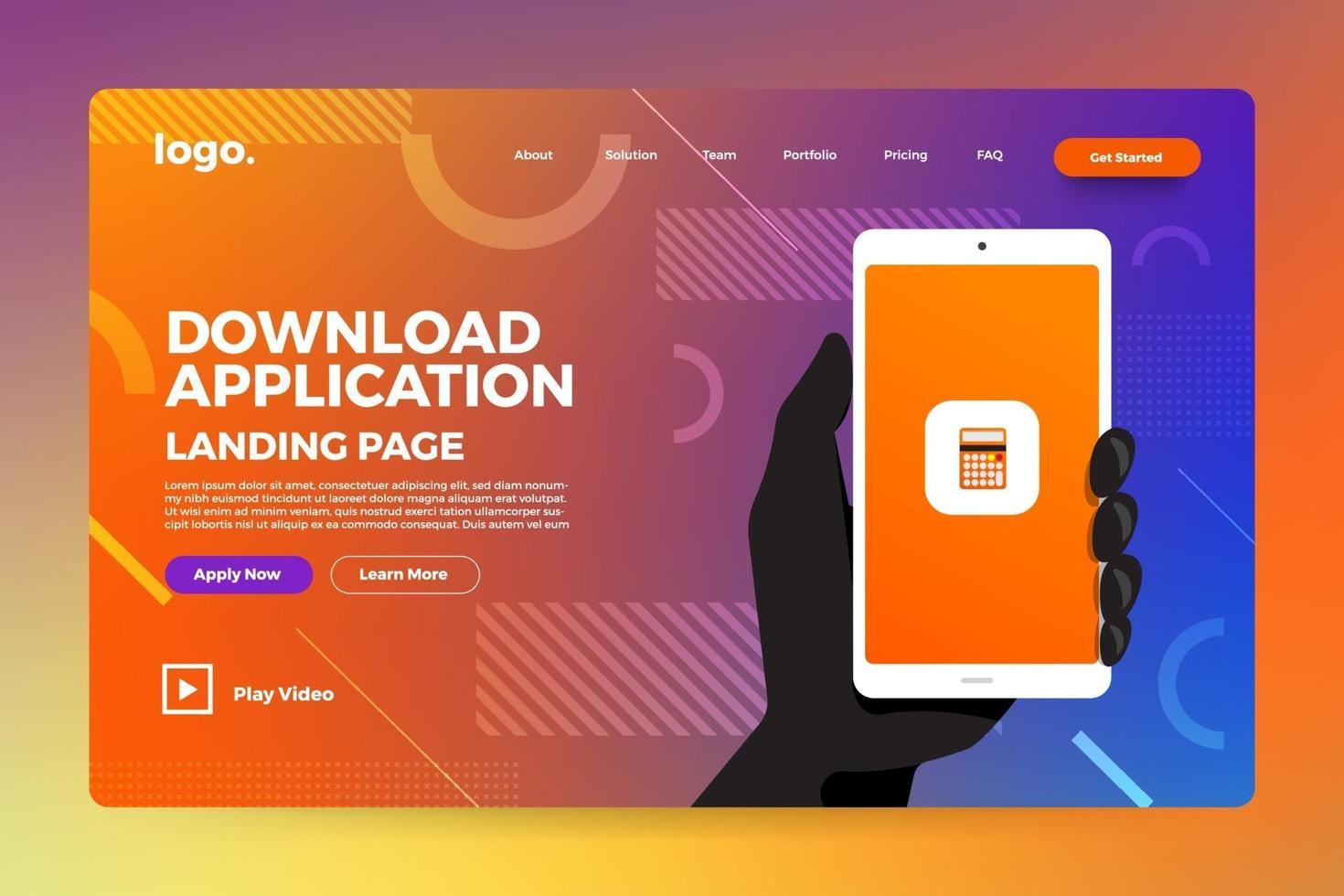 Landing page abstract background vector