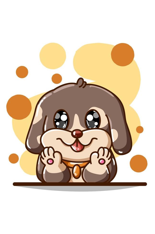Cute brown dog illustration vector