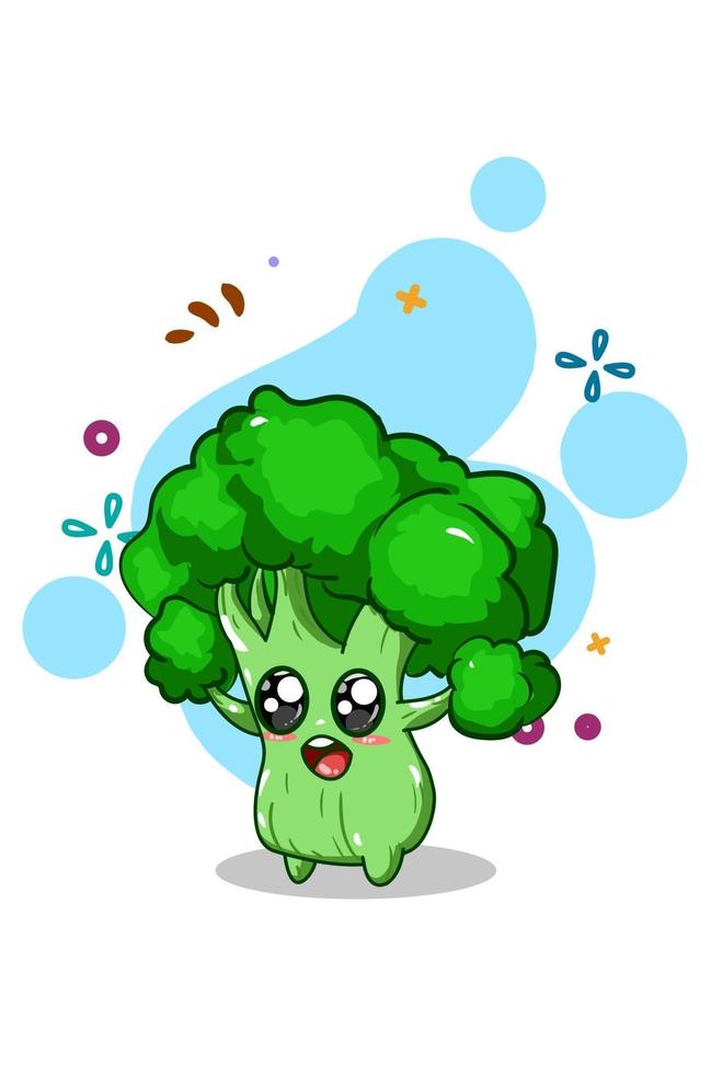 Cute broccoli illustration hand drawing vector