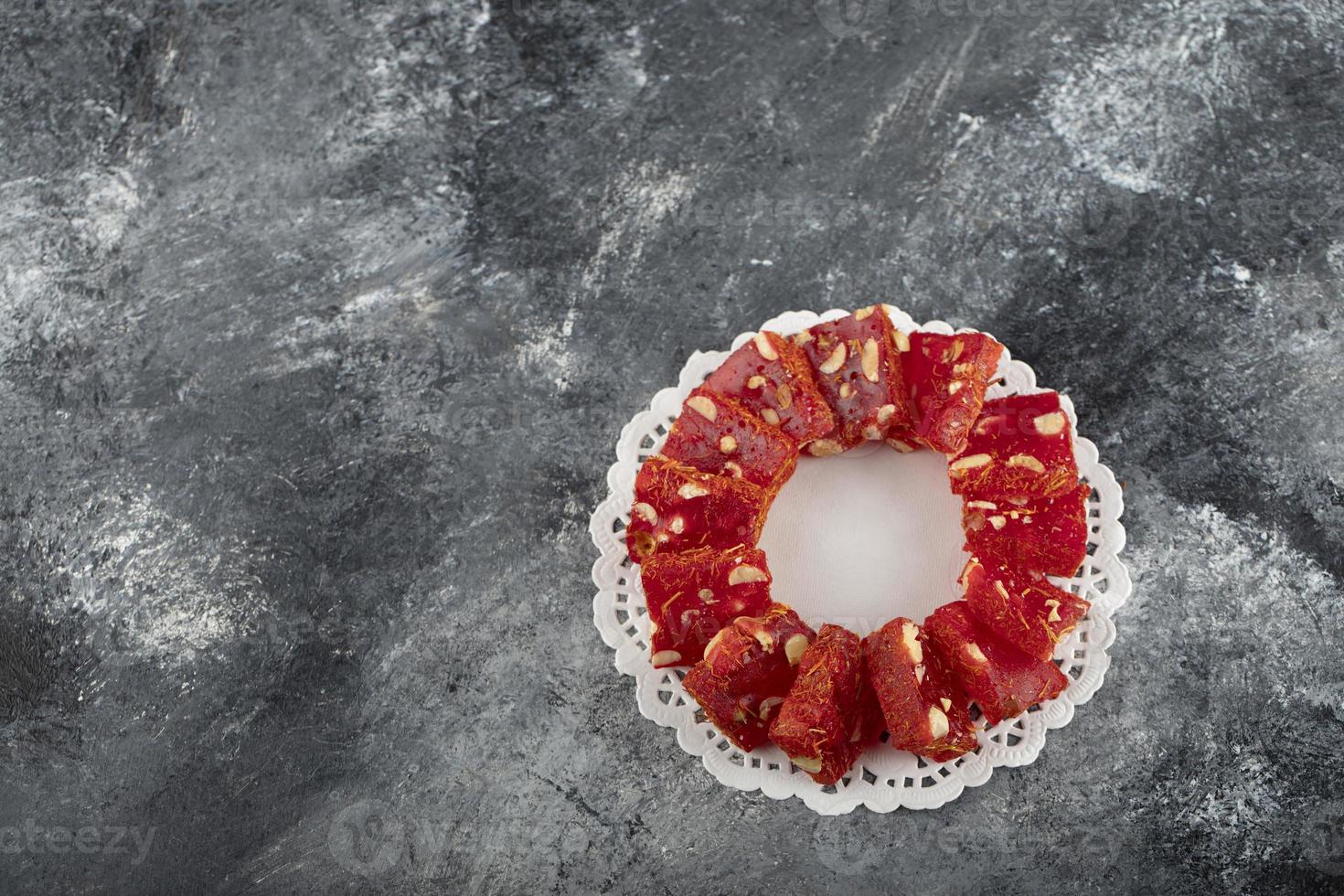 Turkish delights on a marble background photo