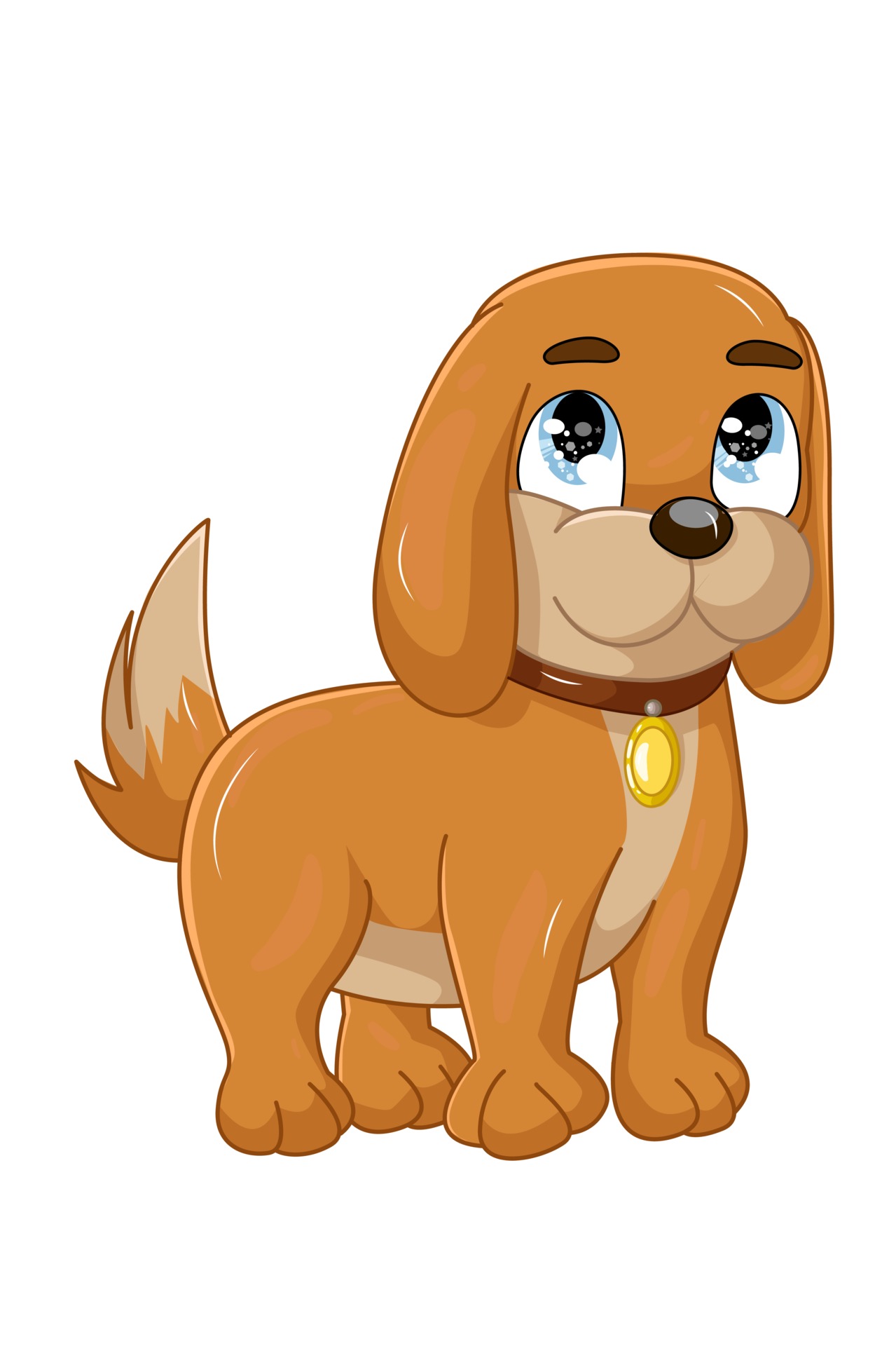 A little cute brown dog with blue eyes, design animal cartoon ...