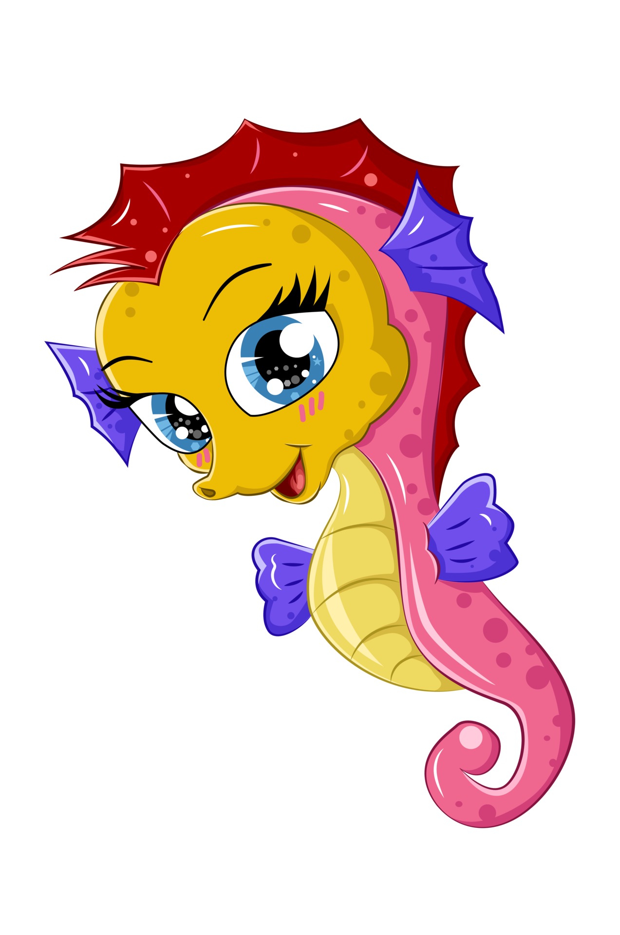 A little cute pink yellow seahorse, design animal cartoon vector  illustration 2162253 Vector Art at Vecteezy