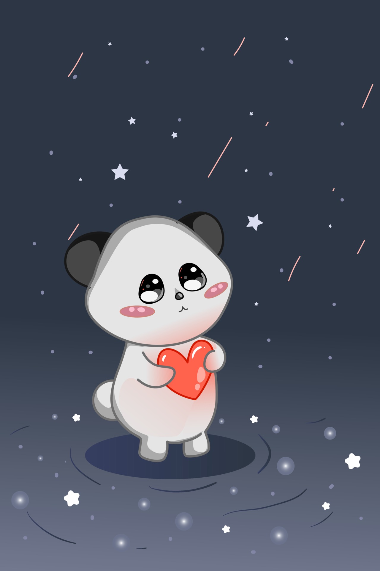 A cute panda with love in the night sky illustration 2162275 Vector Art at  Vecteezy