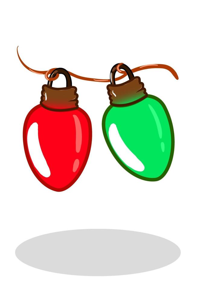 Two red and green Christmas lamp vector