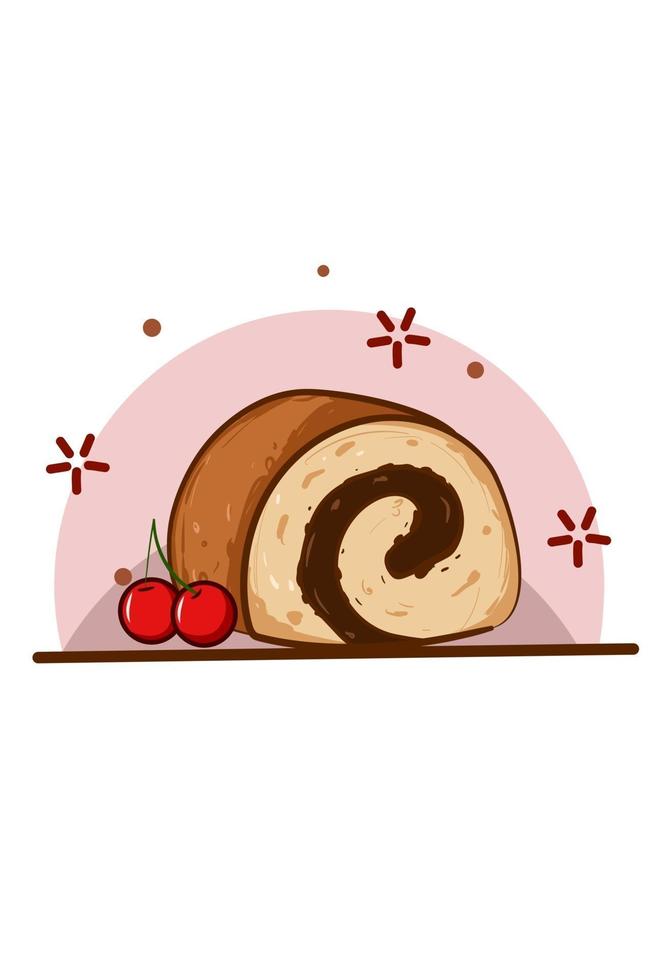 Illustration of bread rolls with cherry vector