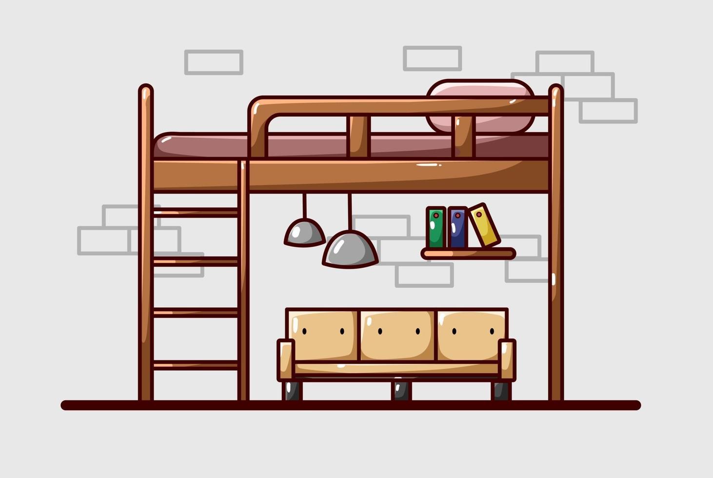 ilustración de cama de dormitorio de lujo vector