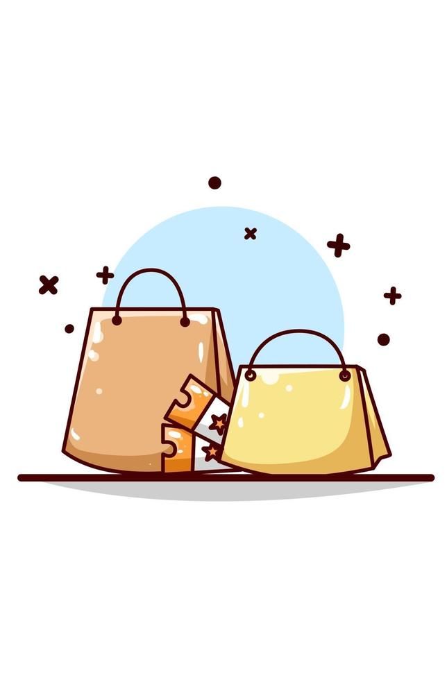 bolsa de compras en línea con ilustración de vales vector