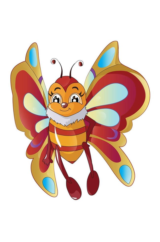 A cute butterfly with beautiful wings, design animal cartoon vector illustration