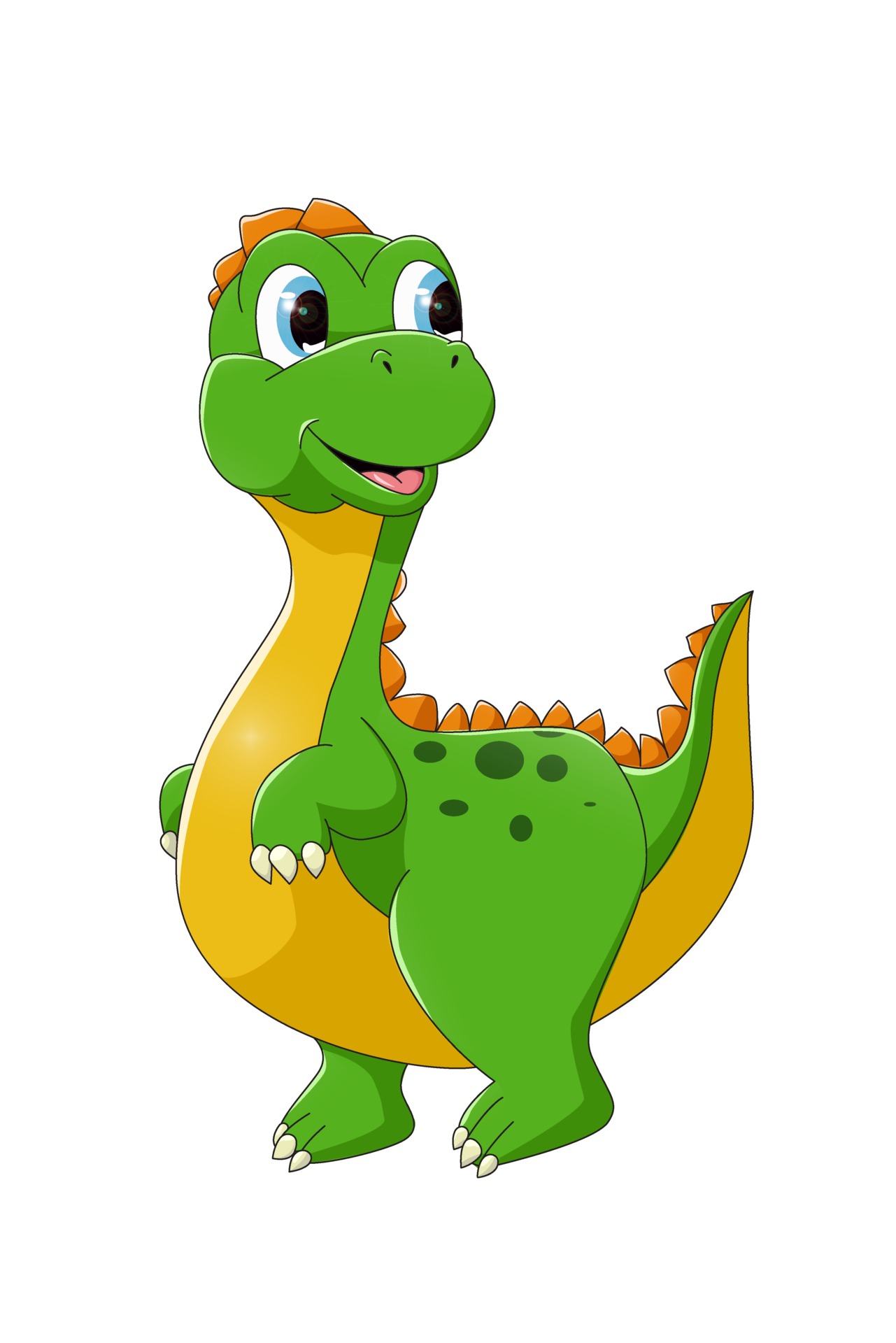 A happy green dinosaur with blue eyes, design animal cartoon vector  illustration 2162484 Vector Art at Vecteezy