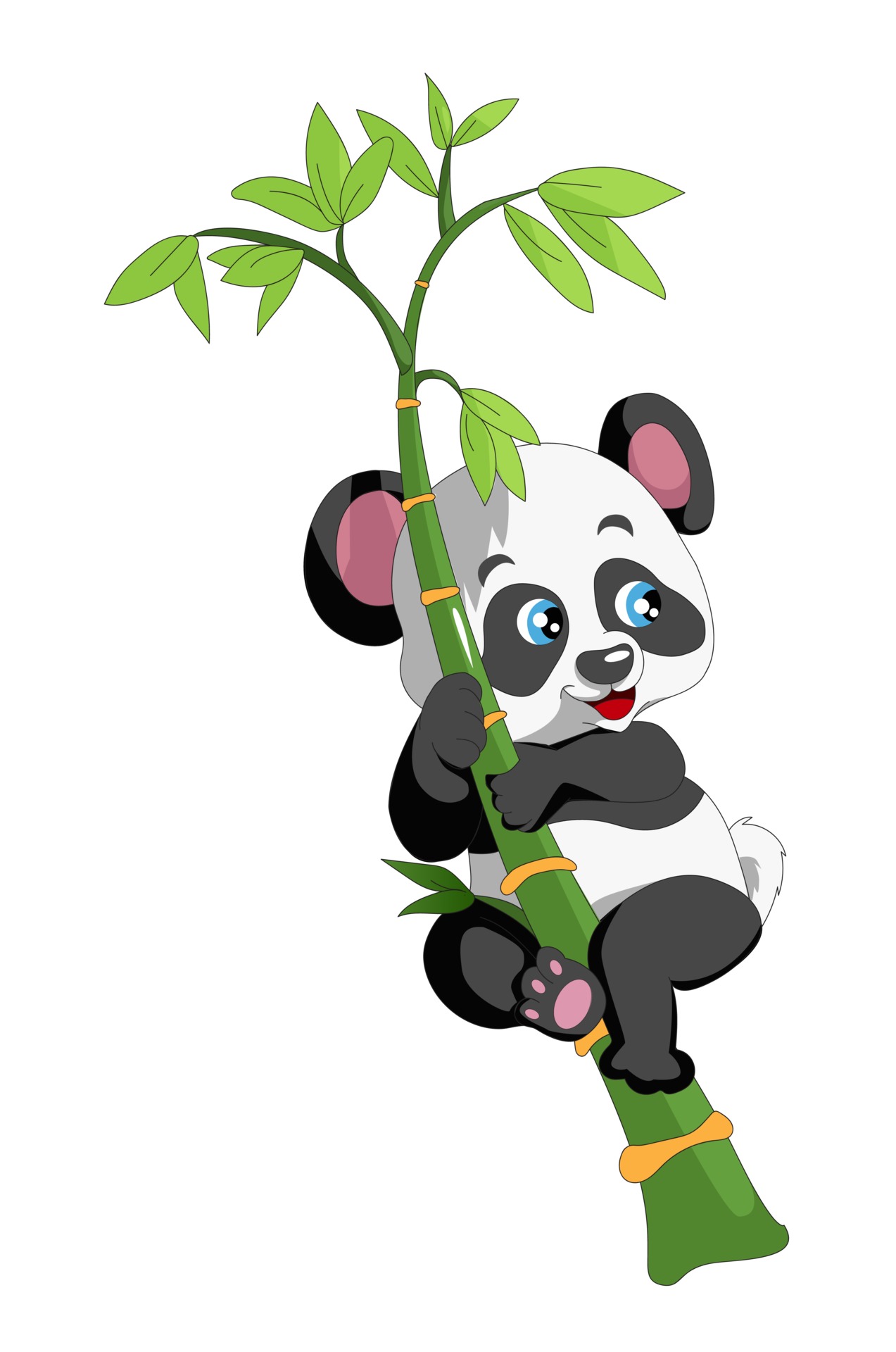 Laughing panda climbs a bamboo cartoon 2162490 Vector Art at Vecteezy
