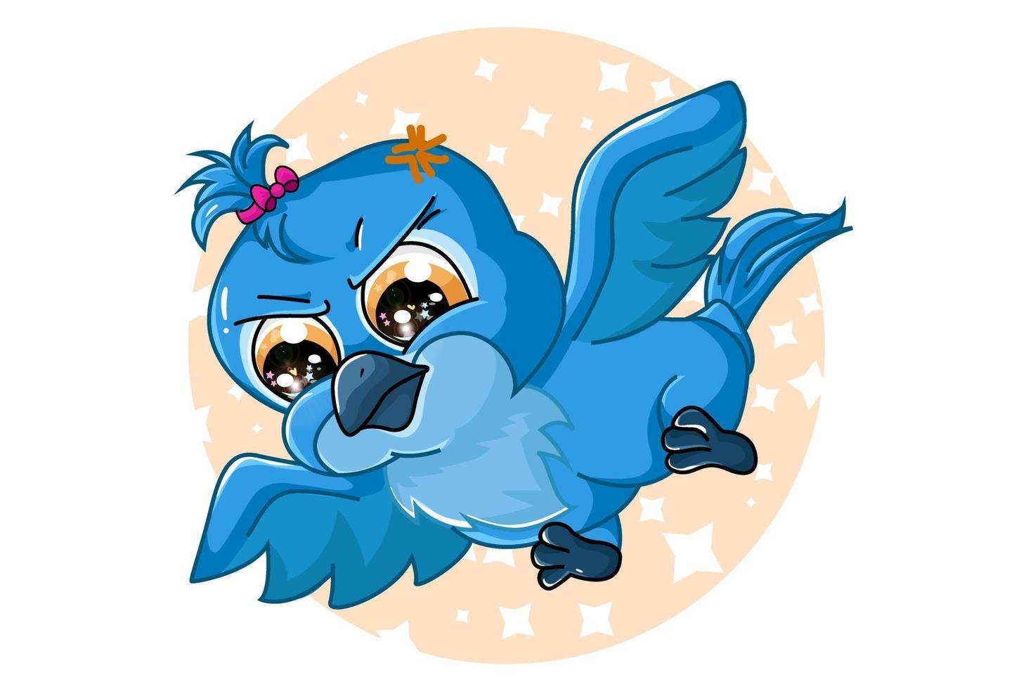 A cute baby blue macaw bird, design animal cartoon vector illustration