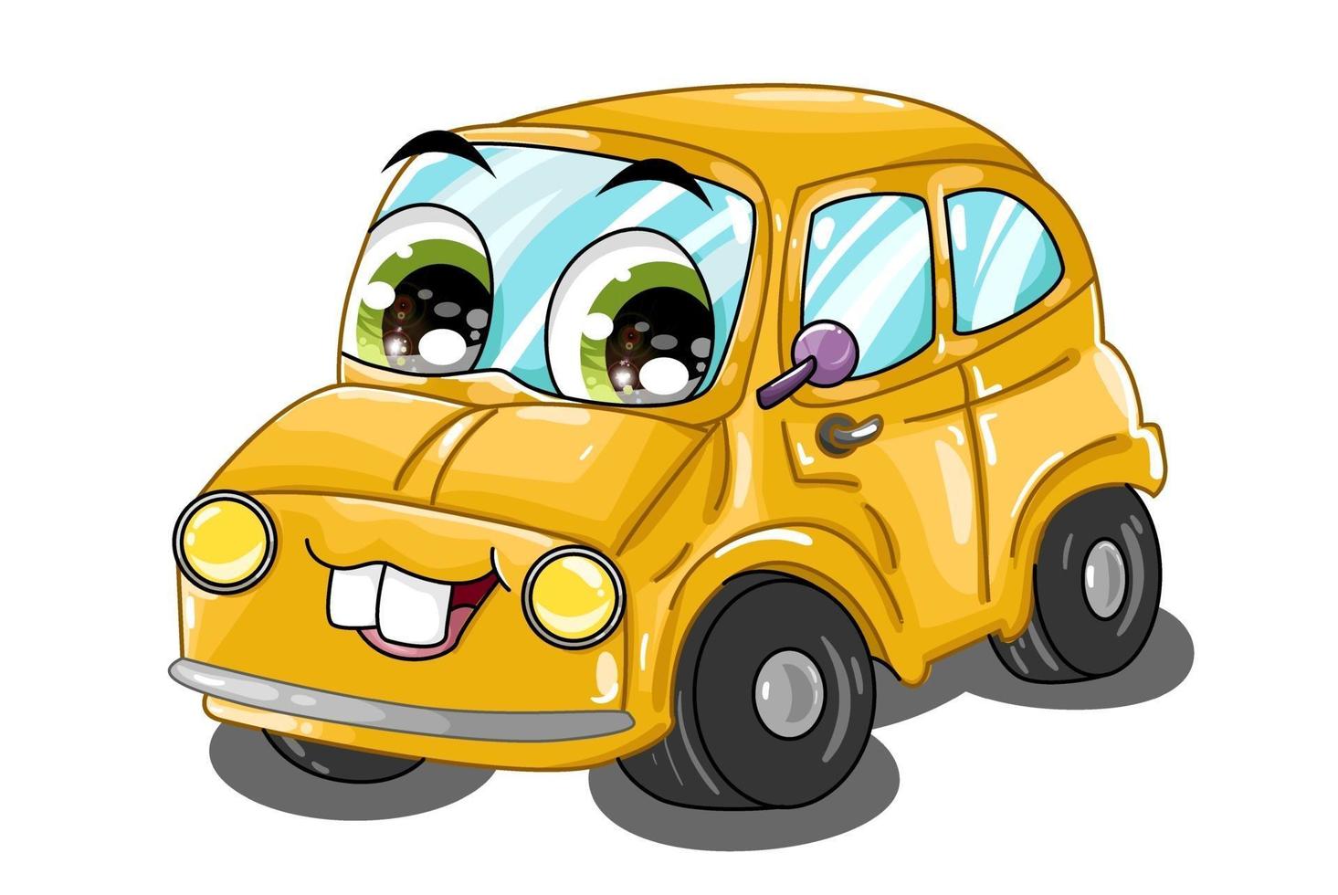 A illustration of happy cute yellow car, design transportation cartoon  vector 2162524 Vector Art at Vecteezy