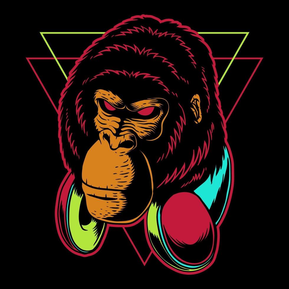 Gorilla headphone vector illustration