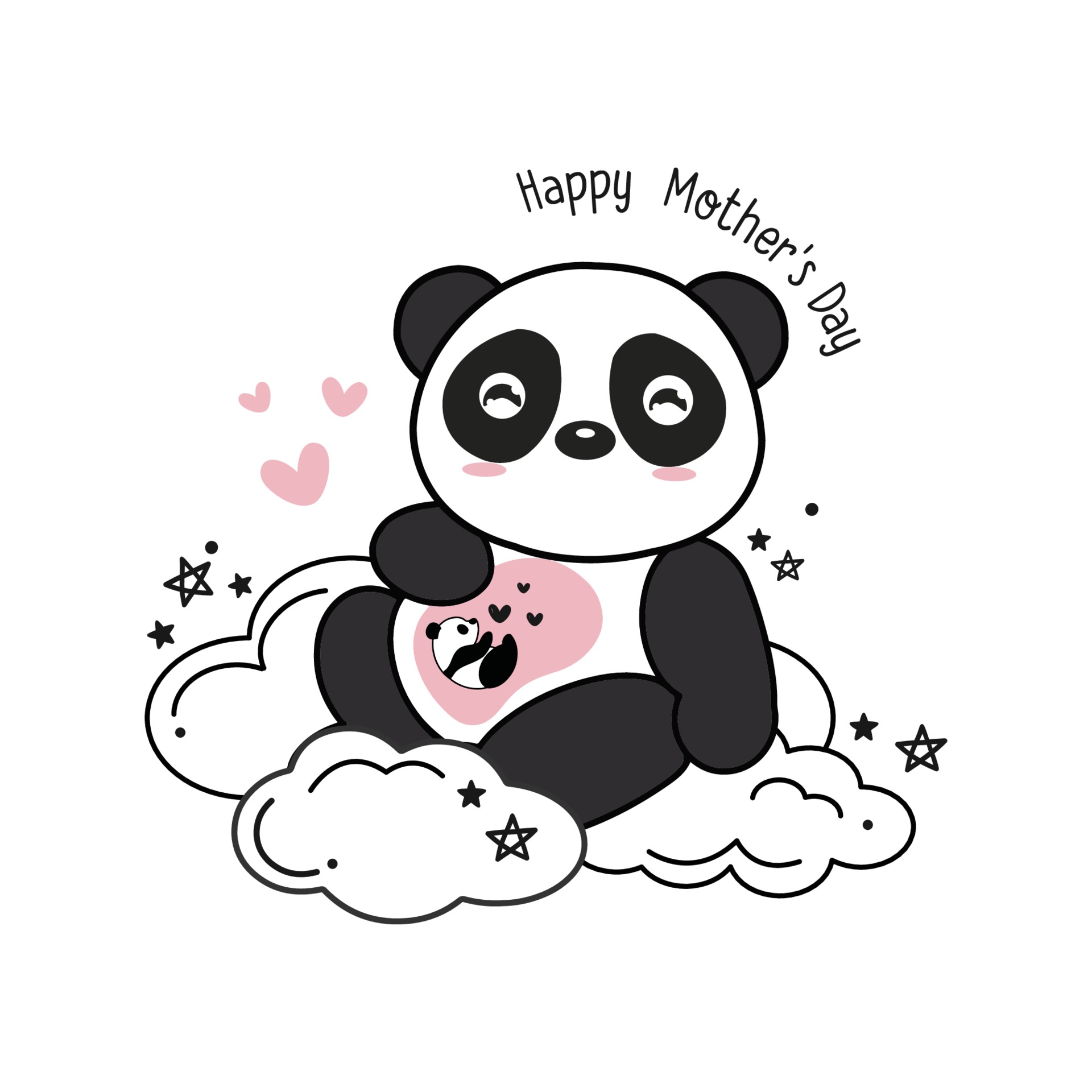 Mother's day card with Pandas. Panda mother hugging baby panda. 2162596  Vector Art at Vecteezy