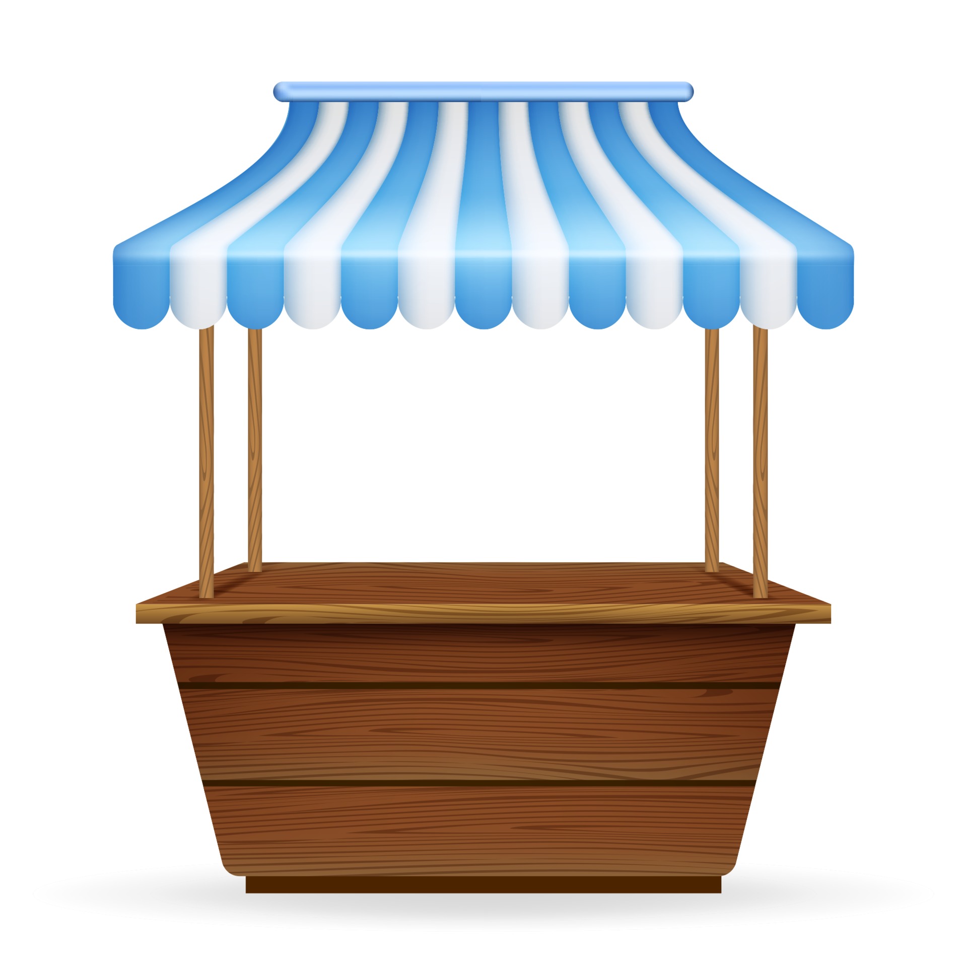 Download Vector Realistic Illustration Of Empty Market Stall With Blue And White Striped Awning Mockup Of Wooden Counter With Canopy For Street Trading 2162598 Vector Art At Vecteezy