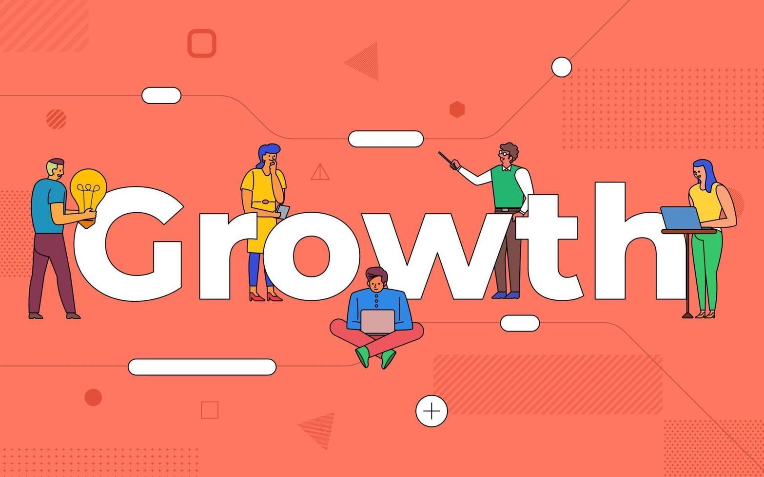 Colorful team of people working together on growth vector