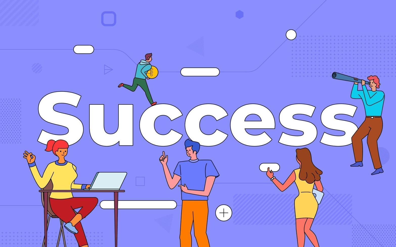 Colorful team of people working together on success vector