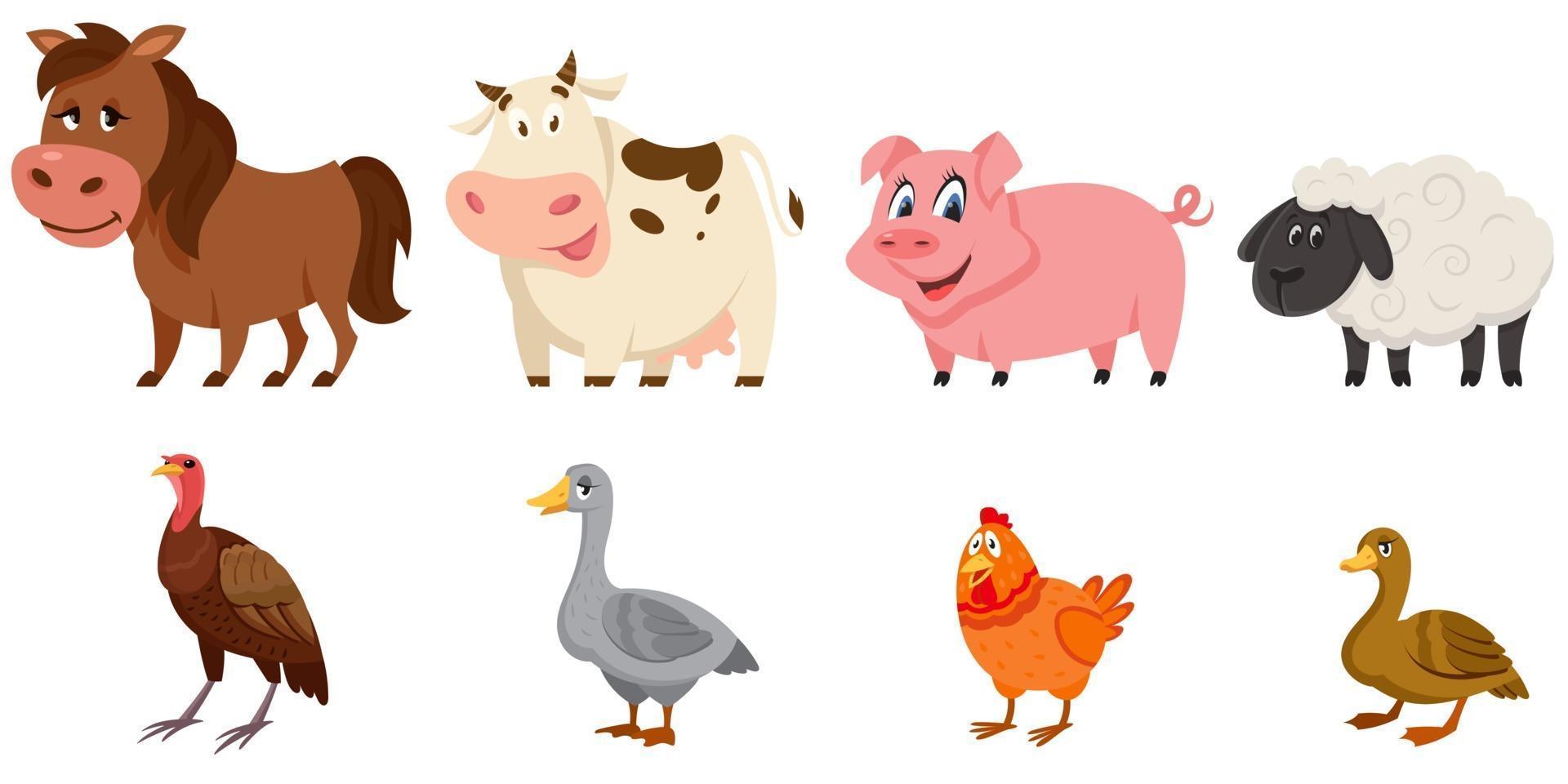 Set of female animals side view. vector