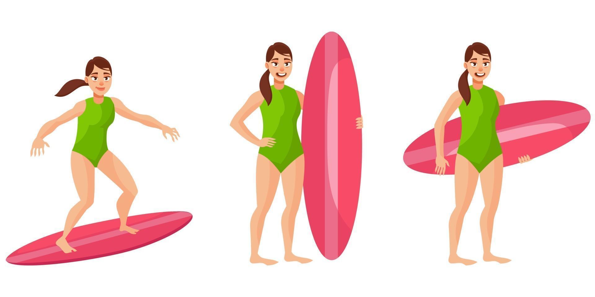 Surfer in different poses. vector