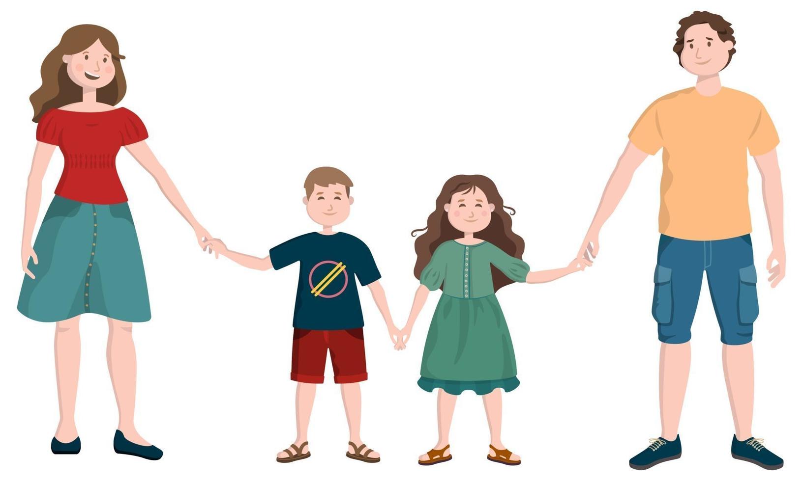 familia feliz en estilo de dibujos animados. vector