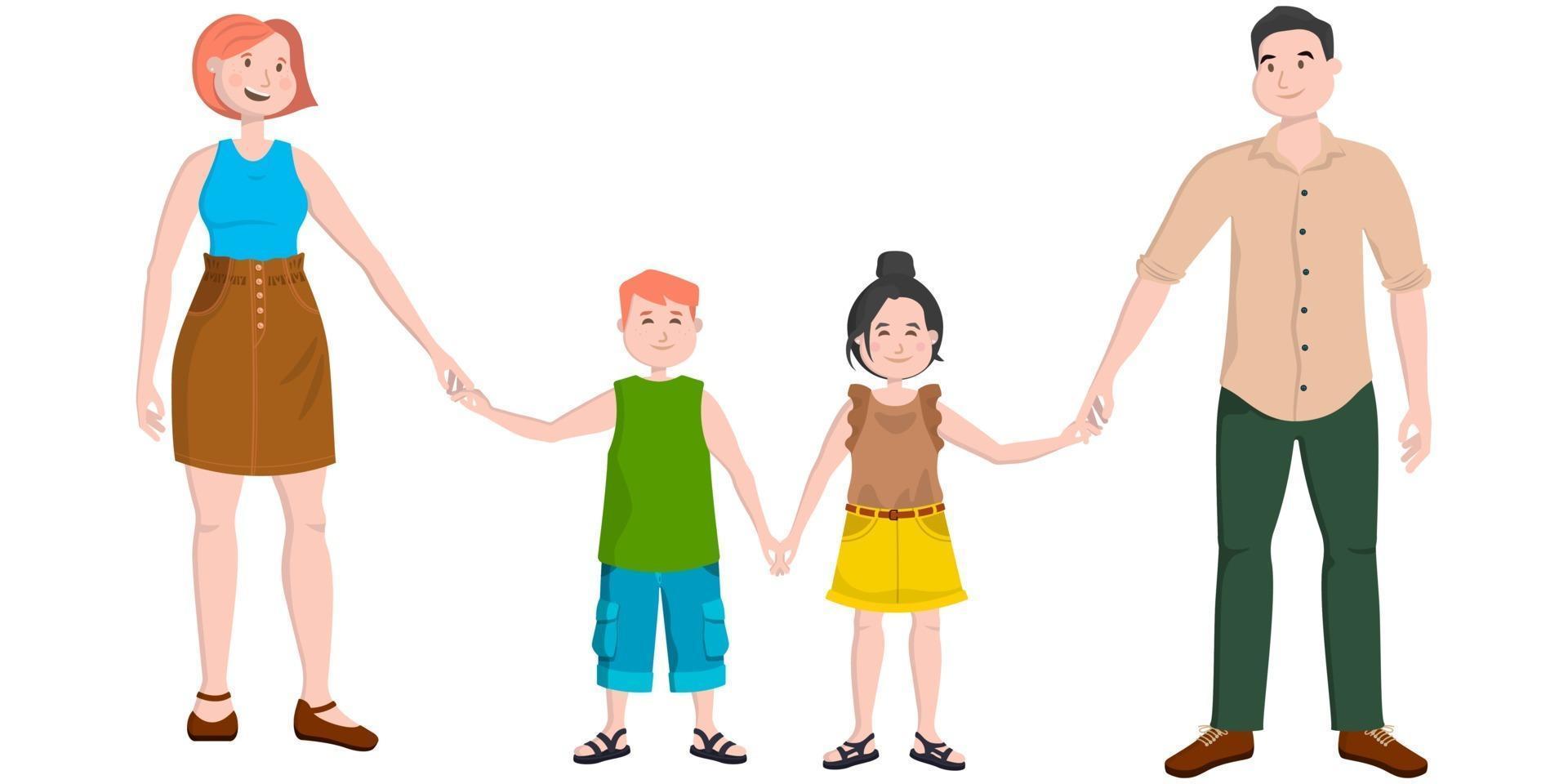 Friendly family in cartoon style. vector