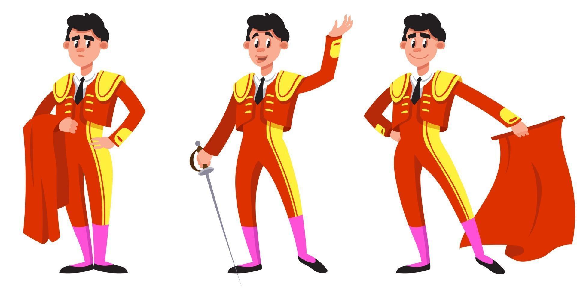 Bullfighter in different poses. vector