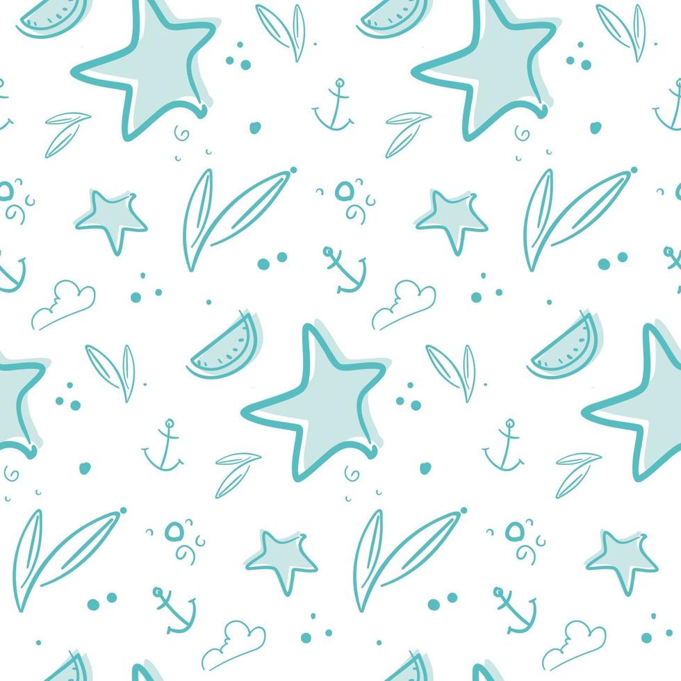 Seamless pattern with stars and anchors. vector
