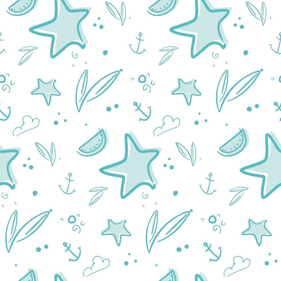 Seamless pattern with stars and anchors. vector