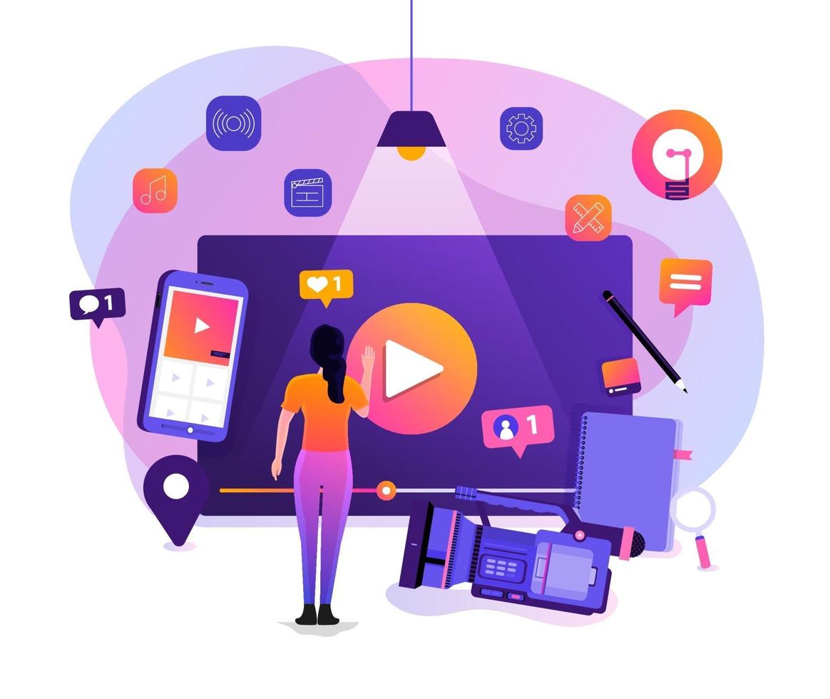 marketing de video vlog vector