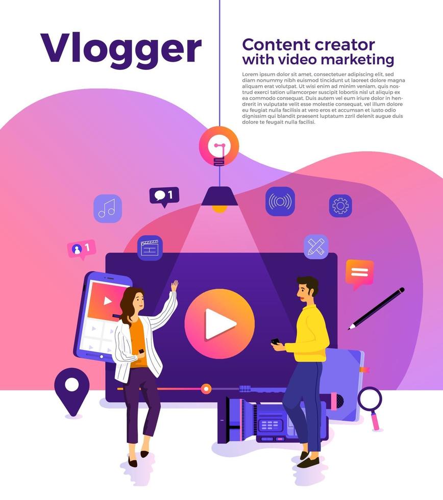 VLOG Video marketing vector