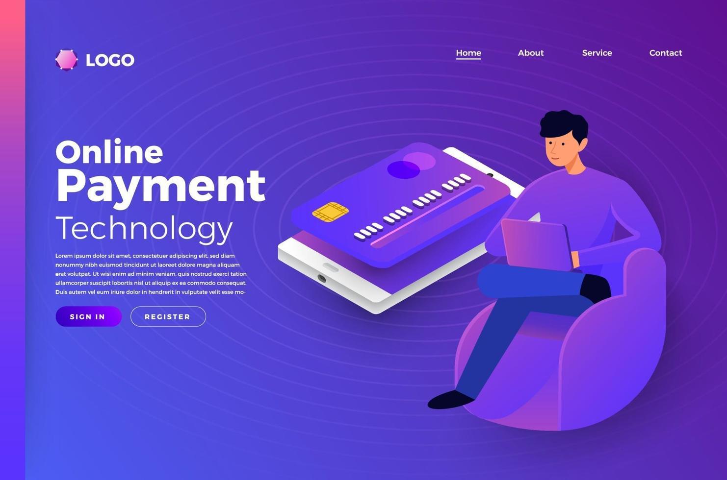 Online payment technology vector