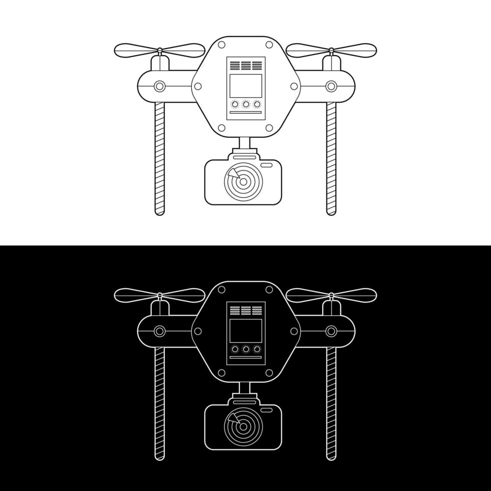 Drone in black and white outline style vector