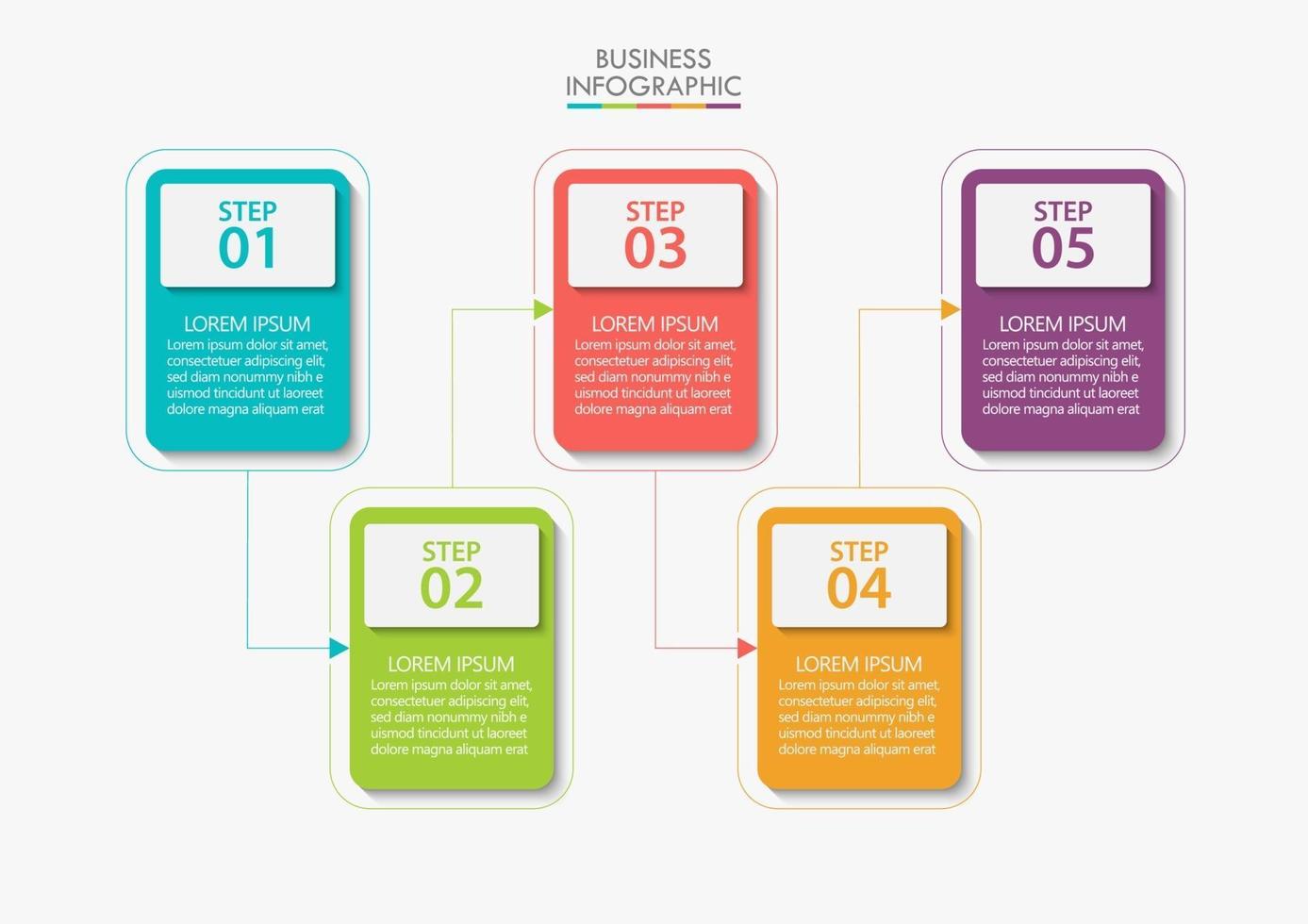 Square Shape Modern Business Infographic Template With 5 Options vector