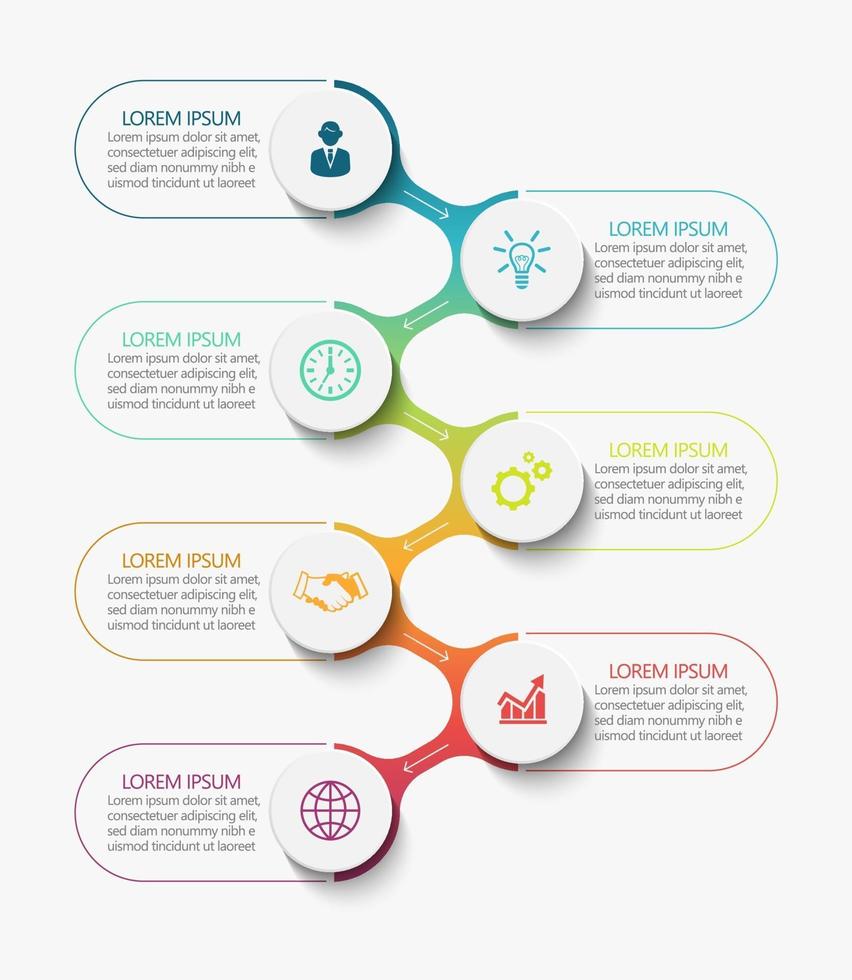 Modern Infographic Connection Template With 7 Options vector