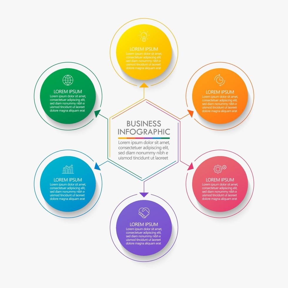 Modern Circle infographic Template With 6 Options. vector