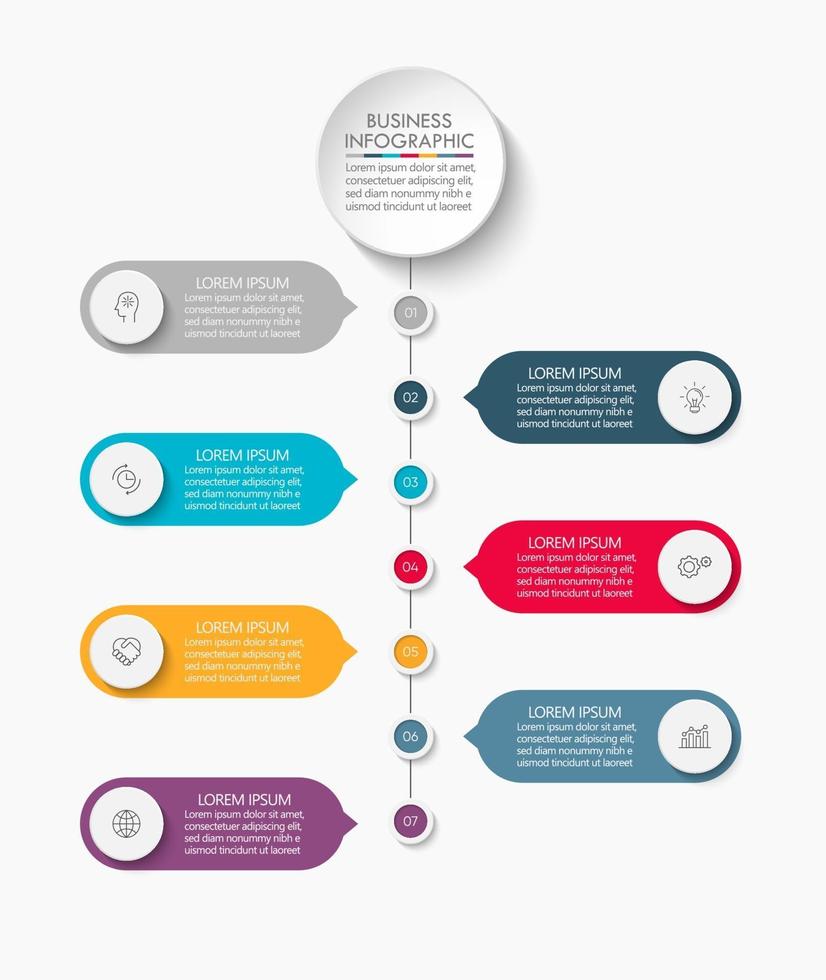 Modern Infographic Connection Template With 7 Options vector