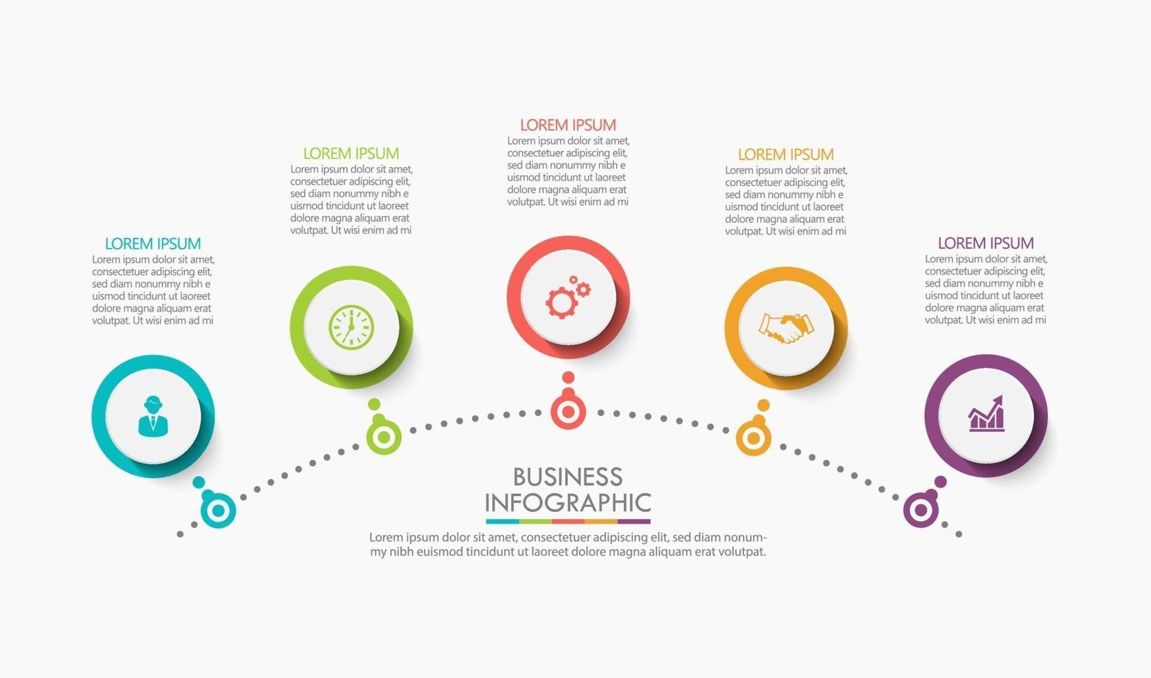 Modern Infographic Connection Template With 5 Options vector