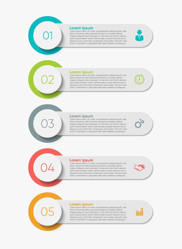 paso de iconos de infografía con 5 opciones vector