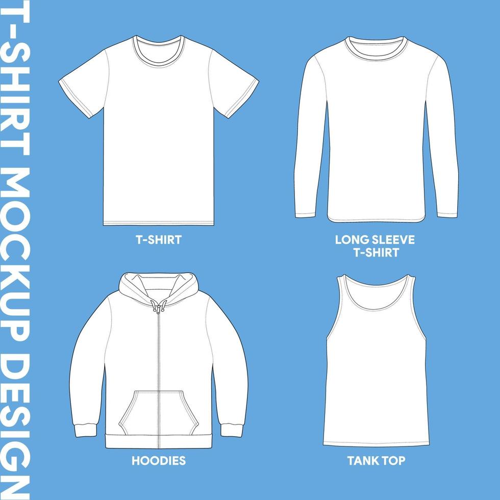 Apparel mockups of different shirt types vector
