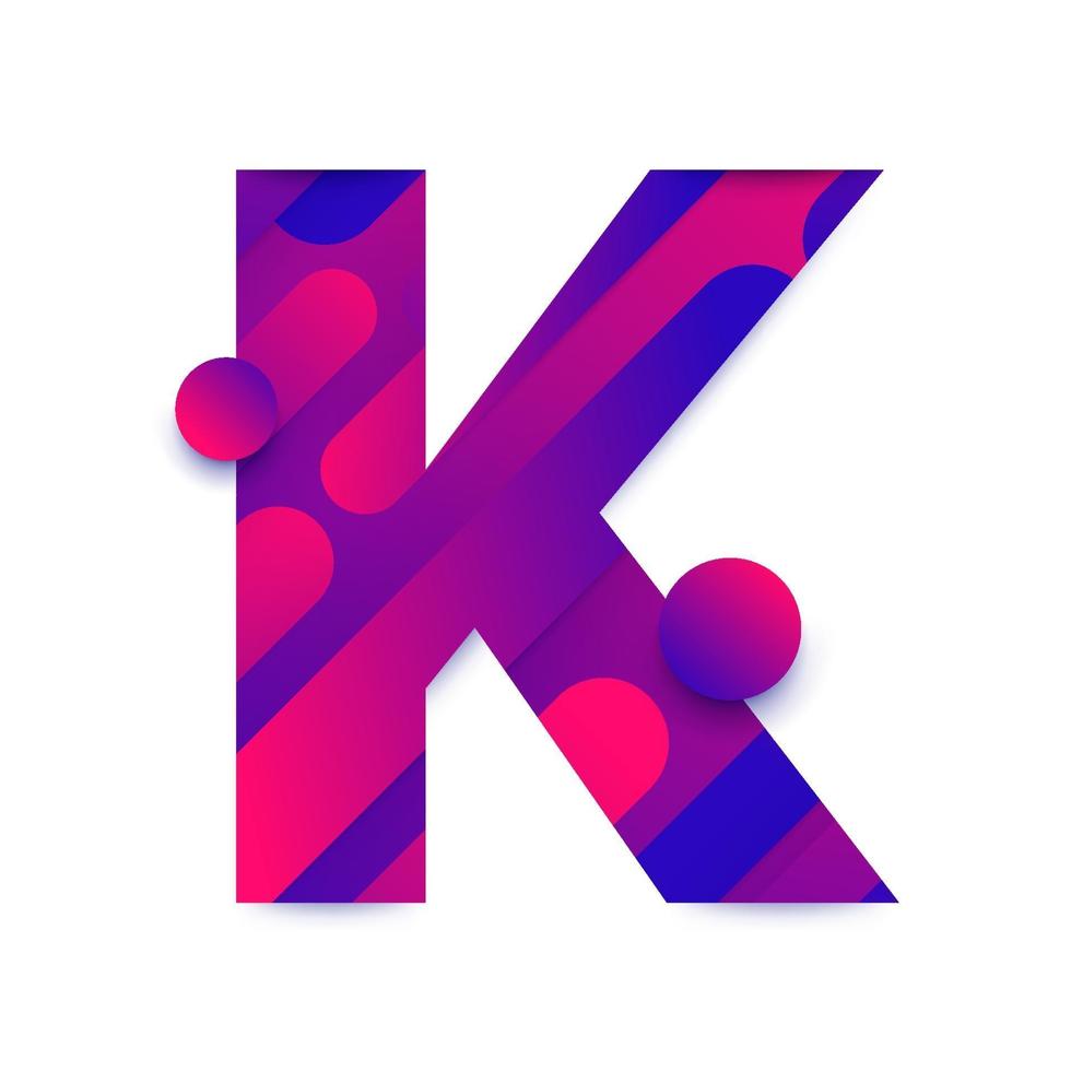 Alphabet letter with abstract gradient background. Letter K vector